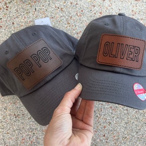 Custom Dad Hat: Leather Patch, Matching Son Baseball Cap