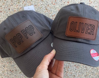 Custom Dad Hat: Leather Patch, Matching Son Baseball Cap