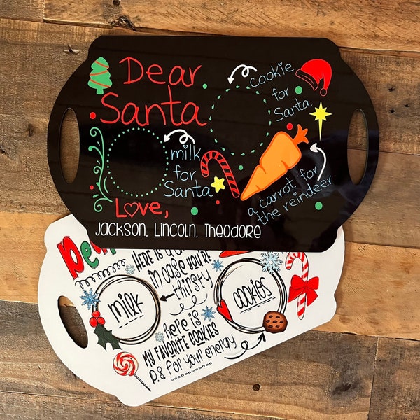 Custom Kids Santa tray, cooks for santa tray, treats for santa tray, santa tray, personalized santa serving tray, charcuterie Santa kids