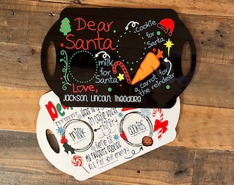 Custom Kids Santa tray, cooks for santa tray, treats for santa tray, santa tray, personalized santa serving tray, charcuterie Santa kids