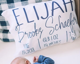Birth Stat Pillowcase, Birth Stat Crib Pillowcase, Birth Stats Nursery Pillowcase, Toddler Pillow, Birth Pillow, Baby Pillow, Nursery Pillow