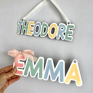 Custom Kids Room Door Sign: Pastel Colors, Personalized Name