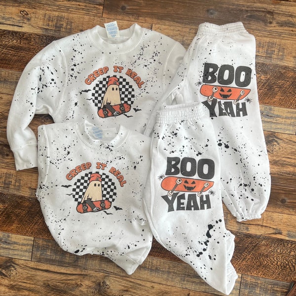 Toddler Halloween Shirt Set, Boys Halloween Sweatshirt, Creep it real Sweatpants, pumpkin boys shirt, boo boys, sweatpants