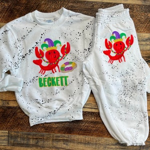 Crawfish Mardi Gras Kids Sweatshirt & Sweatpants Set Sweatshirt/pants
