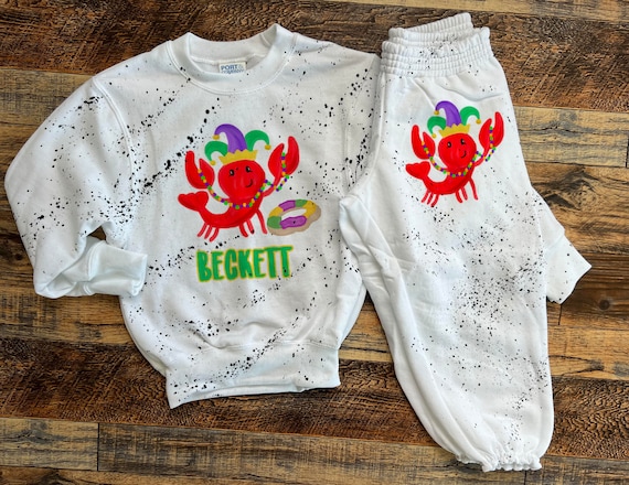 Crawfish Mardi Gras Kids Sweatshirt & Sweatpants Set