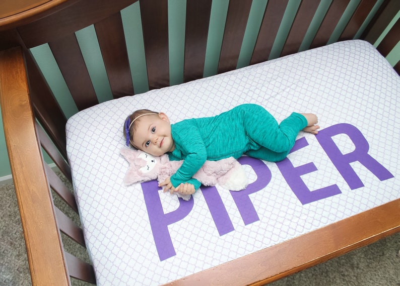 Custom Girls Crib Sheet Name Crib Sheet Flower Crib Sheet Etsy
