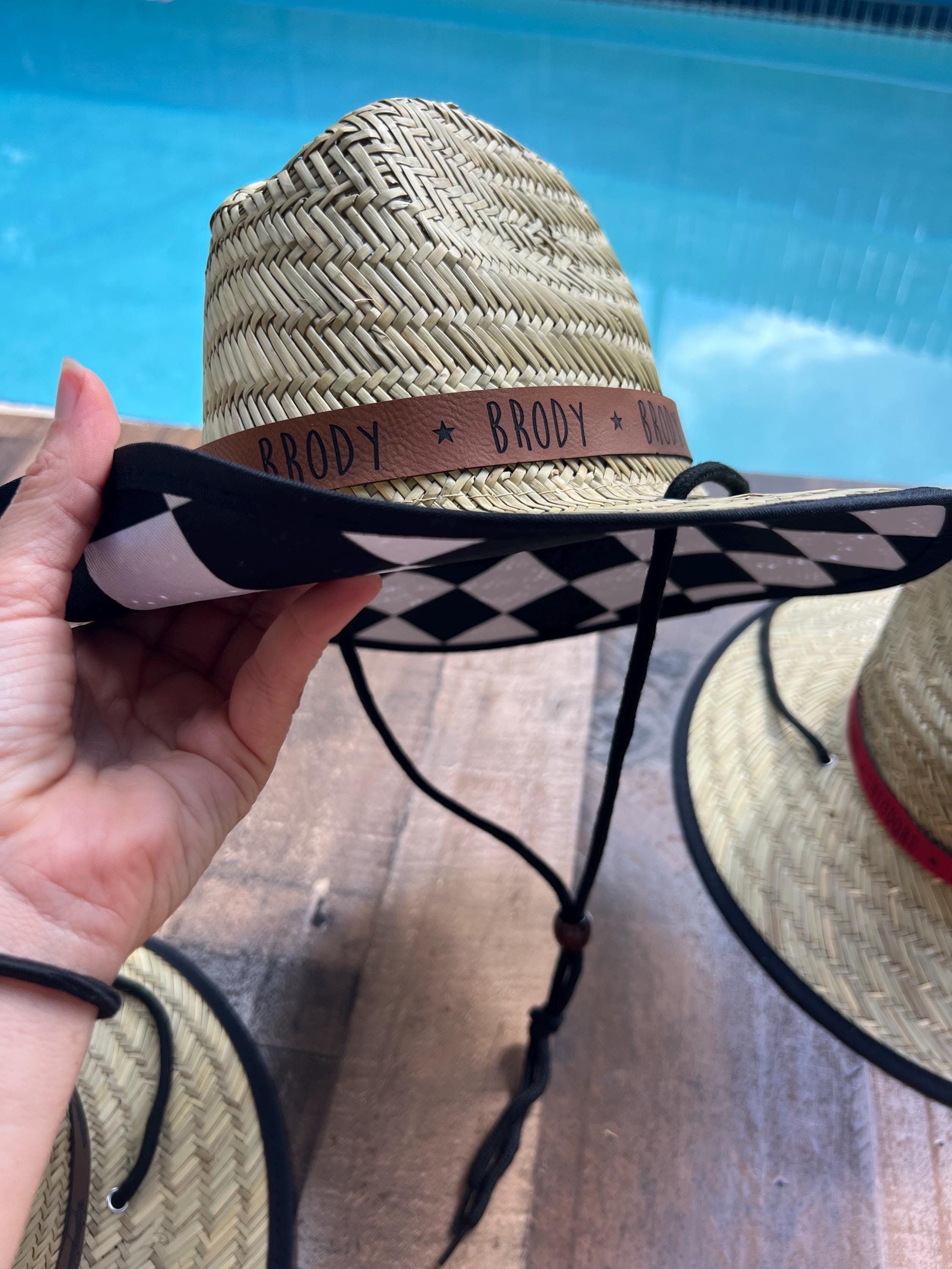Tularosa Handmade Black Checkered Straw Hat Troia - Wide Brim Boater Checkered Band Panama Toquilla  main image 4
