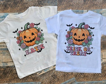 Floral Pumpkin Kids Shirt: Halloween Thanksgiving Toddler Tee