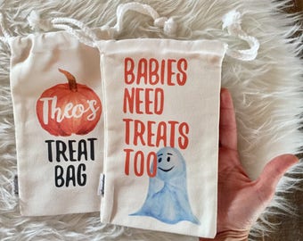 Baby Halloween Bag, Small Treat Pouch, Infant Trick or Treat Bag, toddler size treat bag, small kids halloween bag, trick or treat bag