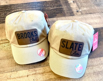 Personalized Toddler Hat: Custom Name Leather Patch Cap