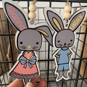 Personalized Easter Basket Tag: Hardboard Bunny, Custom Colors