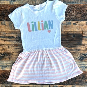 Girls Custom Name Dress, Baby Name Dress, Cute baby dress, customize kids dress, toddler dress, rainbow name dress