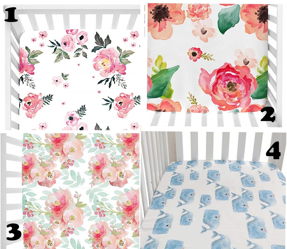 Custom Girls Crib Sheet Name Crib Sheet Flower Crib Sheet Etsy