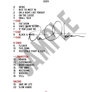 READ DESCRIPTION The Show: Live On Tour Setlist SIGNED