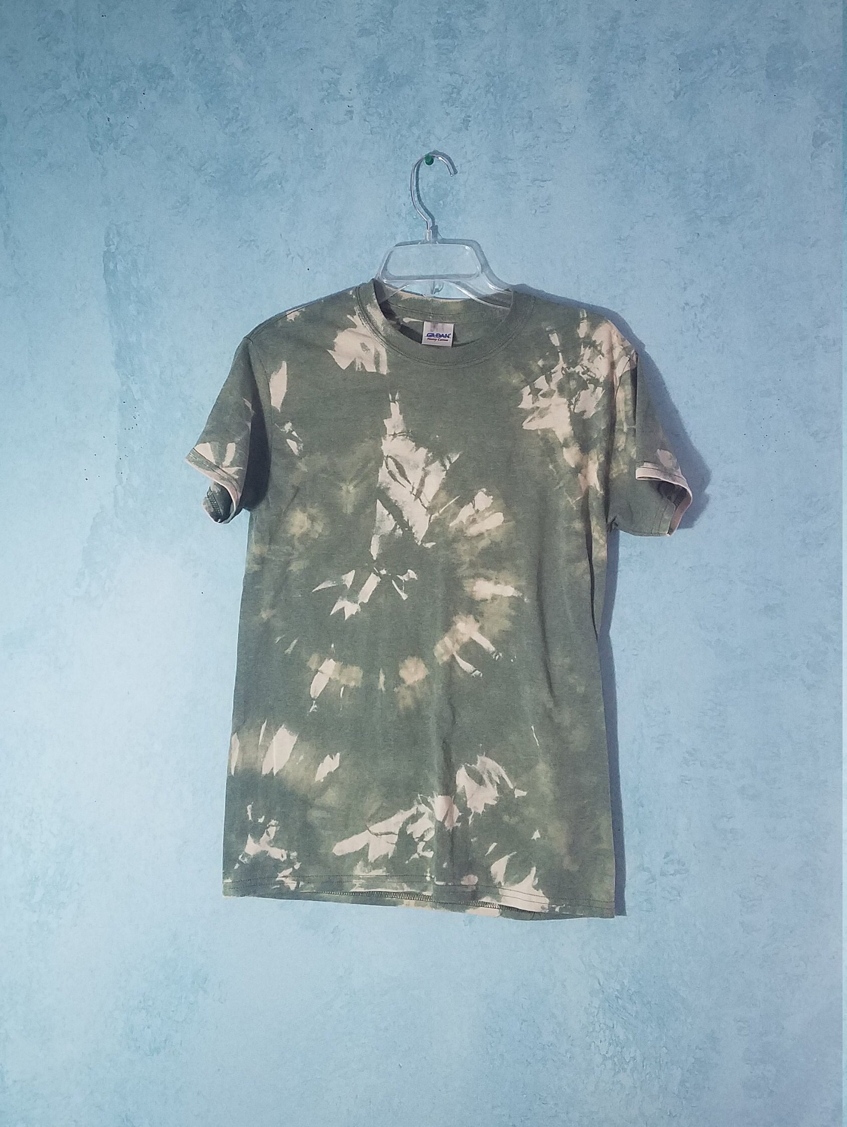 bleach tie dye green shirt
