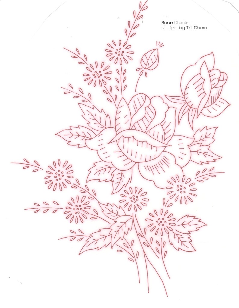 Rose Embroidery Pattern Lot of 4 Four Vintage Etsy