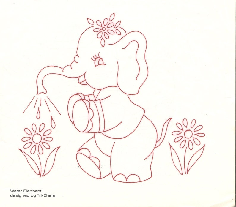Baby Elephant Embroidery Pattern Set of 4 4 Vintage Hand Etsy