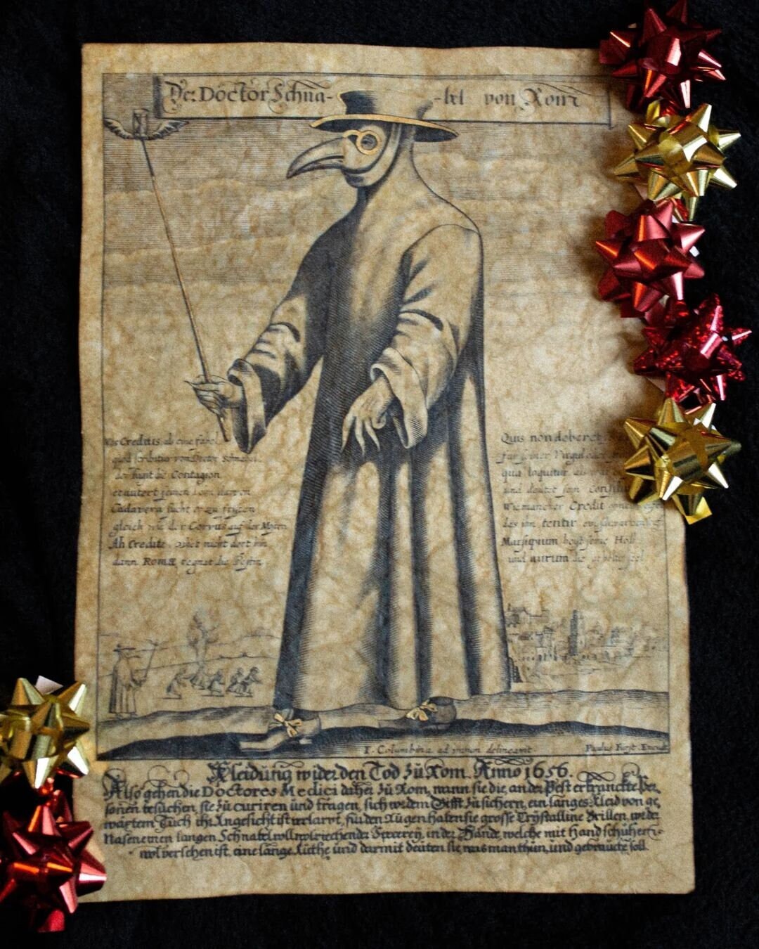 Medieval Art Replica Copper Engraving of Doctor Schnabel, 1656