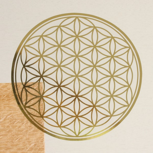 Flower of life sticker covered a clear sheet, Flower of life sticker with a clear sticker on top, 3.46inches(88mm), flower of life decal