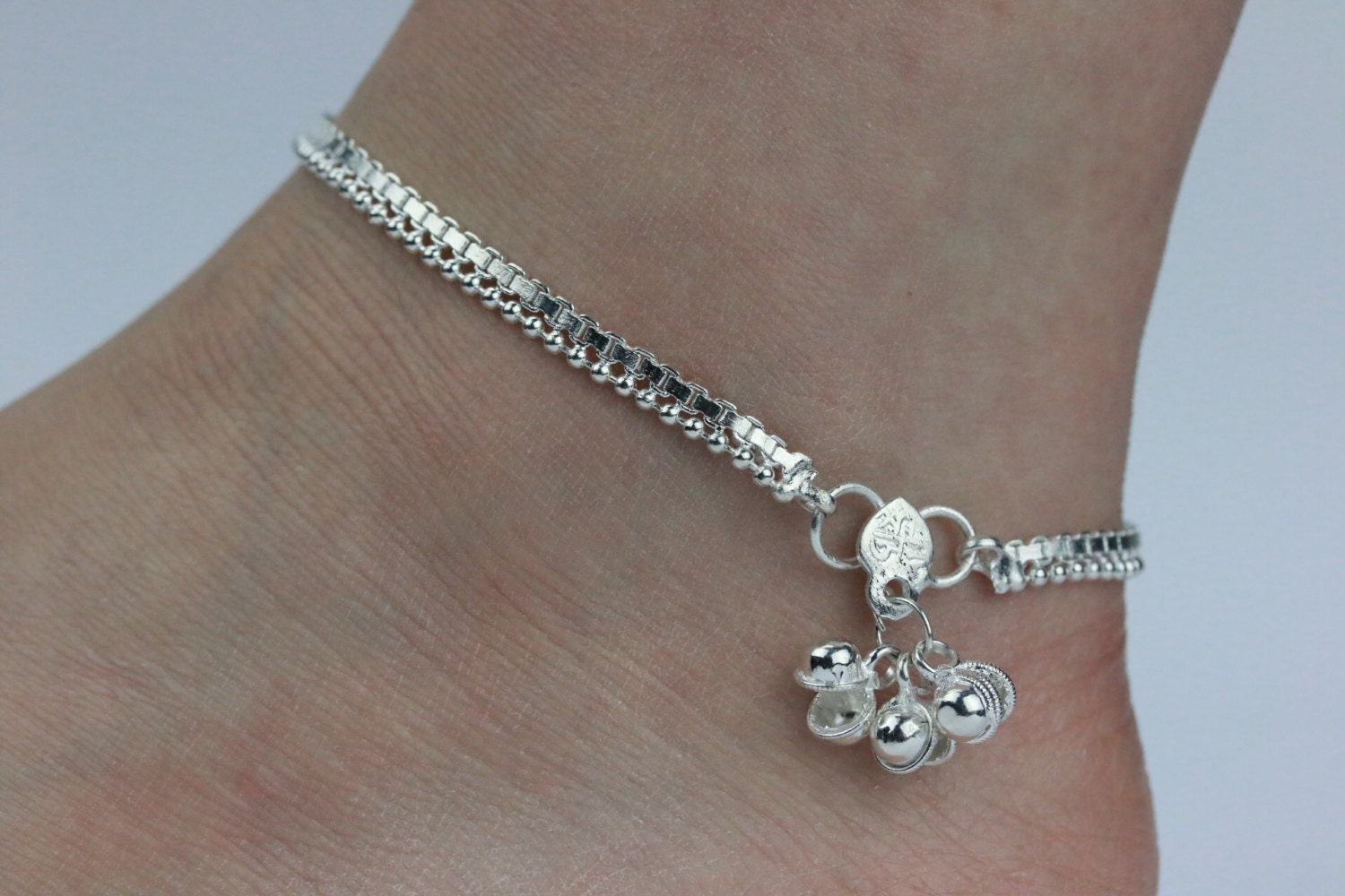 Simple Silver Coloured Anklet Chain Anklet Indian Payal Foot Etsy