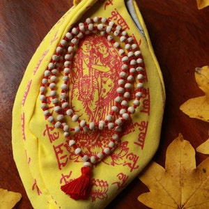 Krishna japa mala with bag/ SHRI Krishna tulsi brasil prayer beads with japa bag image 2