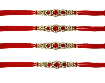 Rakhi for brother Premium Diamonte Rakhi set of 4 Happy Raksha Bandhan Rakhi set of 4 Free Delivery in UK