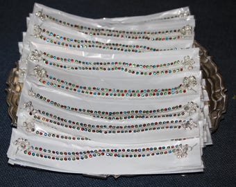 100 Pair stunning Diamante Anklet/Stunning ankle chain bracelet multi coloured gem with bell/wedding favours Anklets/50 pair/100 pair