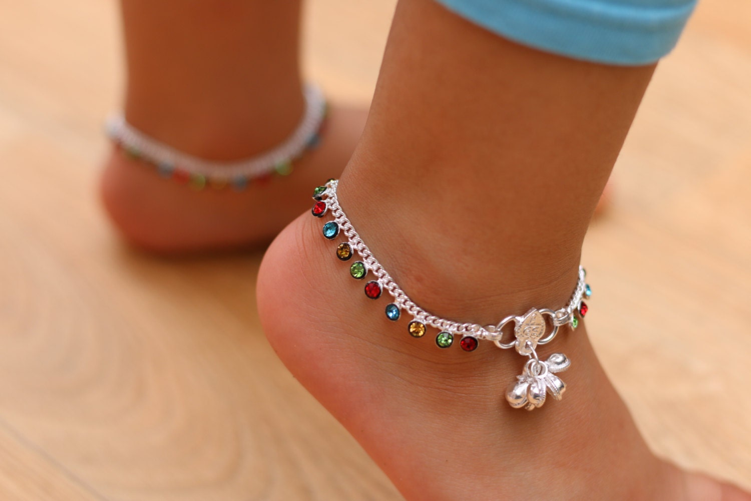Multicoloure Anklet Wedding anklets with bells Indian Etsy
