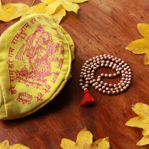Krishna japa mala with bag/ SHRI Krishna tulsi brasil prayer beads with japa bag image 3