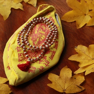 Krishna japa mala with bag/ SHRI Krishna tulsi brasil prayer beads with japa bag image 4
