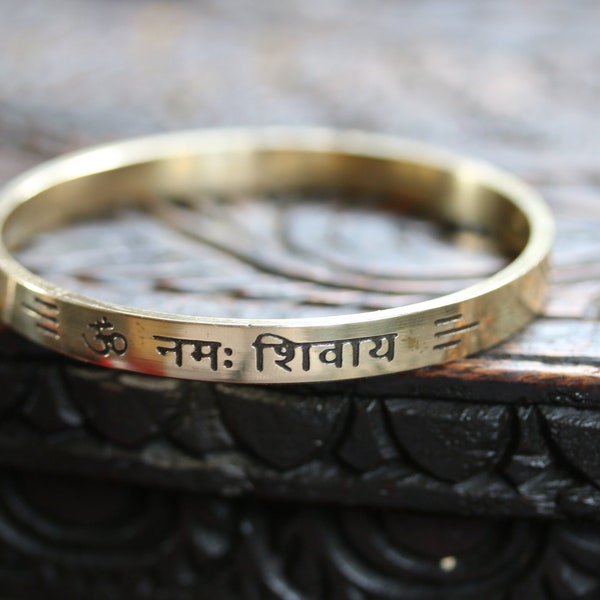 Om Aum Namah Shivah Shiva Hindu Brass Bracelet Wrist Band Kada God Shiv Bhole Brass Handmade Brass Bracelet