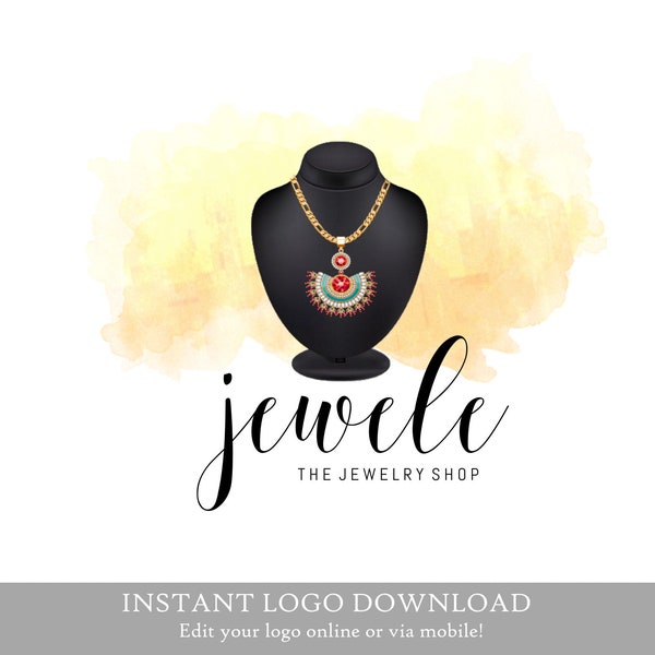 DIY Logo, Jewelry logo, Necklace logo, Pendant logo, Jewels logo, Gems logo, Gem logo design, Calligraphy logo, OOAK design, Premade logo