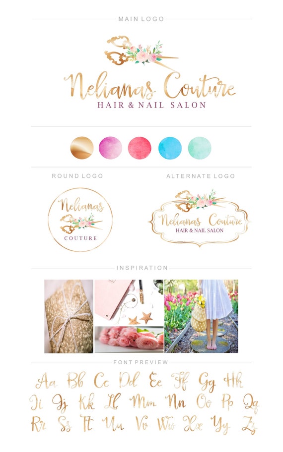 Hair Stylist Logo Premade Logo For Hair Stylist Watercolor Etsy