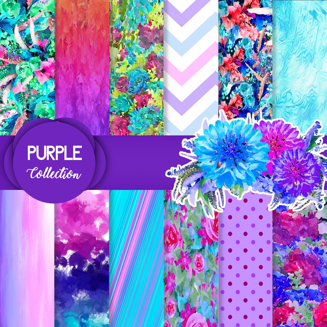 Purple Digital Paper, Purple Blue Paper, Blue Green Paper, Digital ...