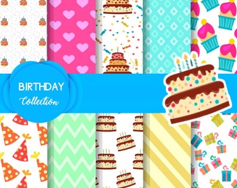 Birthday papers, birthday backdrop, digital paper, party papers, fiesta papels, fiesta papers, present papers, gift paper, cupcake paper