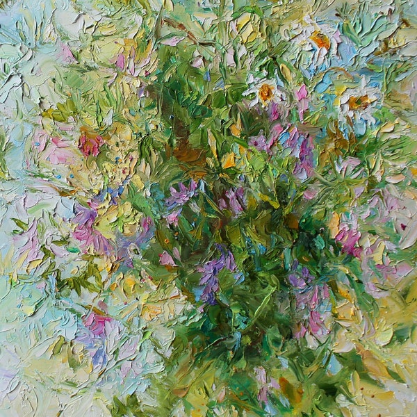 Wild Flowers and Herbs  Original Oil Painting On Canvas