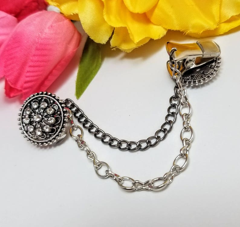 Sweater Clasp 5107 Sweater Closure Collar Clip Rhinestone Cardigan Clip Sweater Guard Sweater Clip Rhinestone Sweater Clip