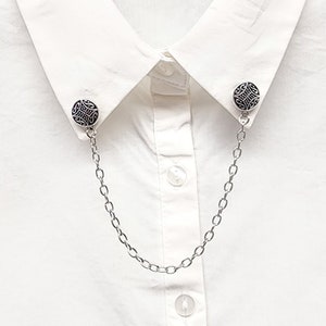 Antiqued Silver Collar Pin, Collar Pin, Sweater Pin, Cardigan Pin, Sweater Closure 5031