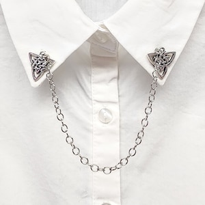 Silver Plated Celtic Collar Pin: Sweater Cardigan Closure