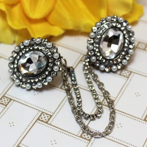 Rhinestone Sweater Clip: Faux Pearl Cardigan Closure