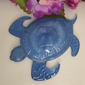 Flat Resin Sea Turtle - Blue with glitter