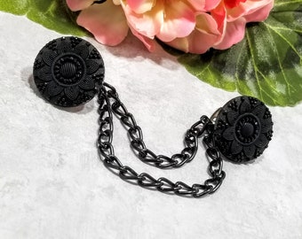 Black Sunflower Round Sweater Clip, Sweater Clip, Cardigan Clip, Collar Clip, Collar Pins, Sweater Closure 5005