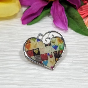 Patchwork Heart Sweater Cardigan Clip, Sweater Guard, Sweater Clasp 5002