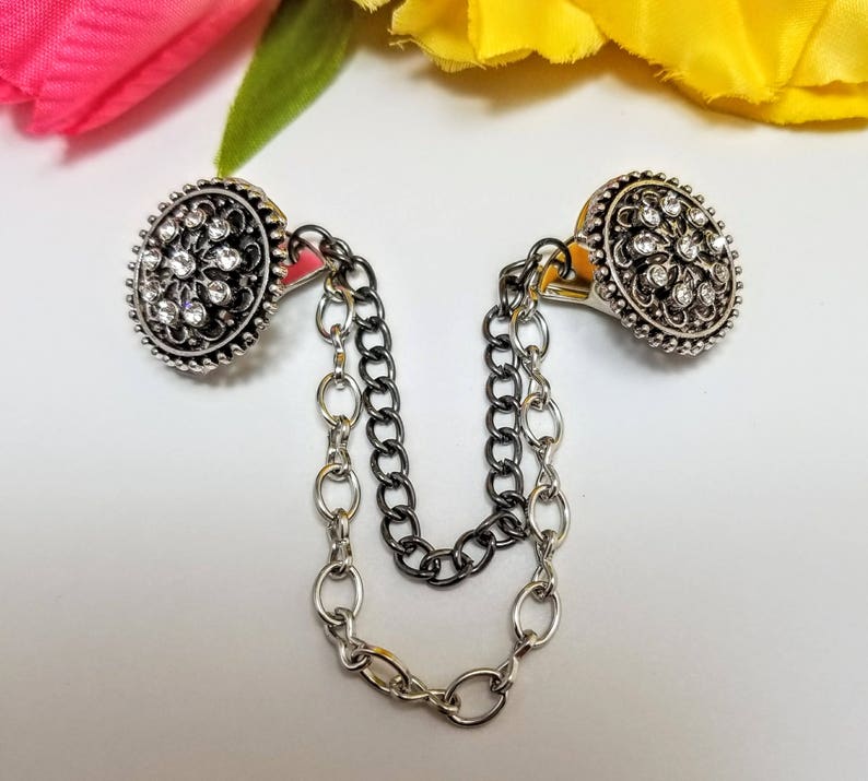 Sweater Clasp 5107 Sweater Closure Collar Clip Rhinestone Cardigan Clip Sweater Guard Sweater Clip Rhinestone Sweater Clip