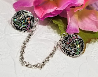Clip de suéter con diamantes de imitación: protector de cuello redondo para cárdigan