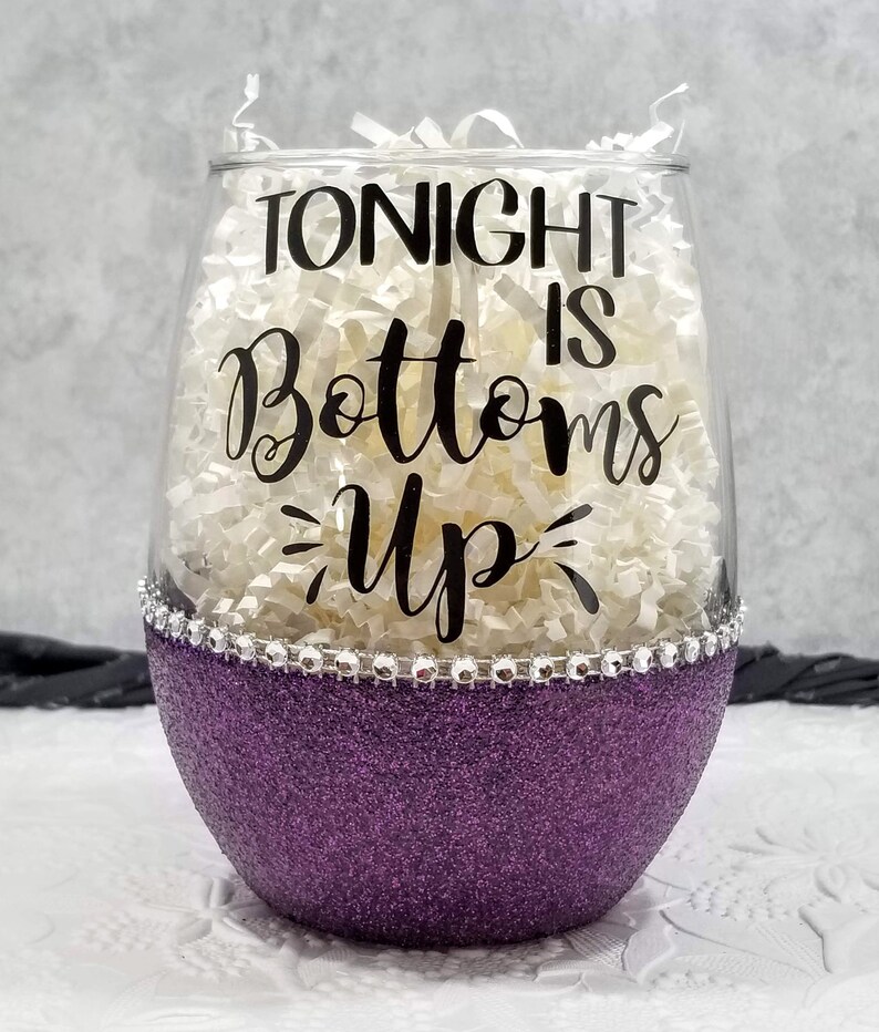 Glitter Wine Glass Bottoms up Glitter Wine Glass 20oz Wine Etsy