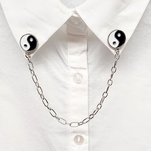 Ying Yang Collar Pin, Collar Pin, Sweater Pin, Cardigan Pin, Sweater Closure 5309