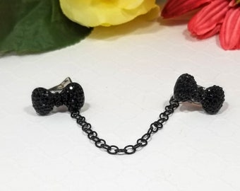 Clip para suéter con lazo negro, clip para cuello, cierre de suéter 5018