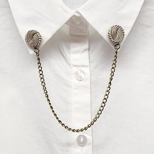 Antiqued Bronzed Collar Pin: Sweater Clip