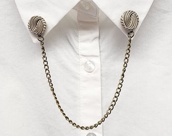 Antiqued Bronzed Collar Pin: Sweater Clip